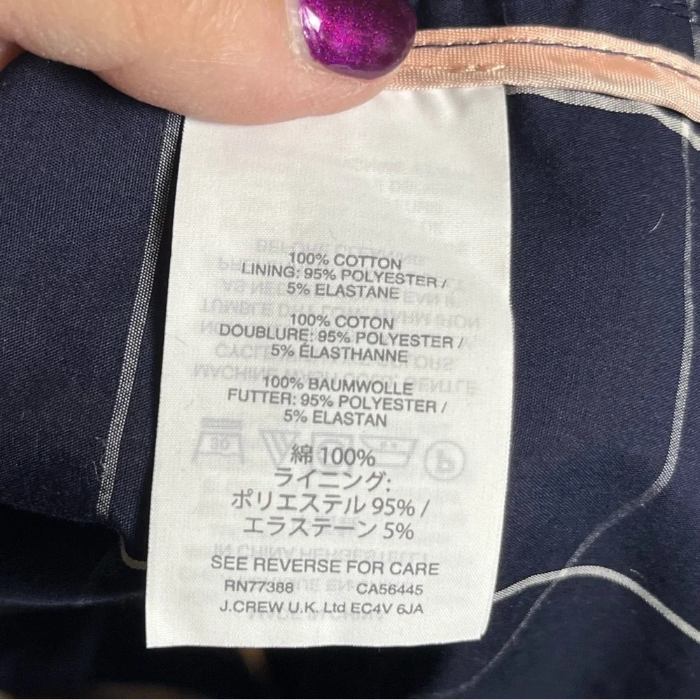 J Crew Collection Navy Windowpane Lightweight Trench Coat Size 2 - Picture 14 of 15